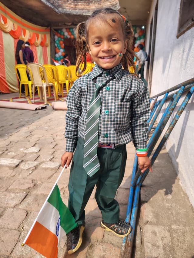 student playing at first school meral