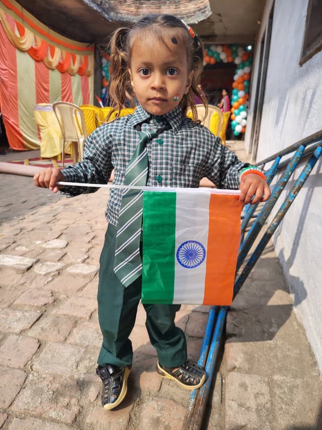 showing tri-color at first school meral