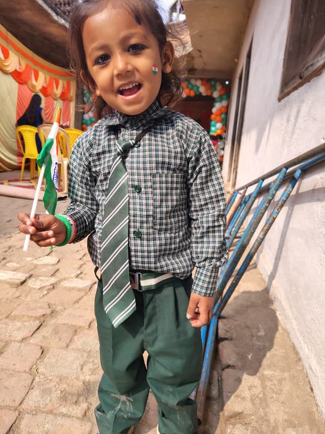 student playing at first school meral
